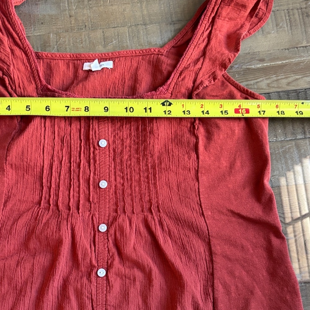 Women's Rust Ruffled Faux Button-Down Top 🤩 - Picture 10 of 12